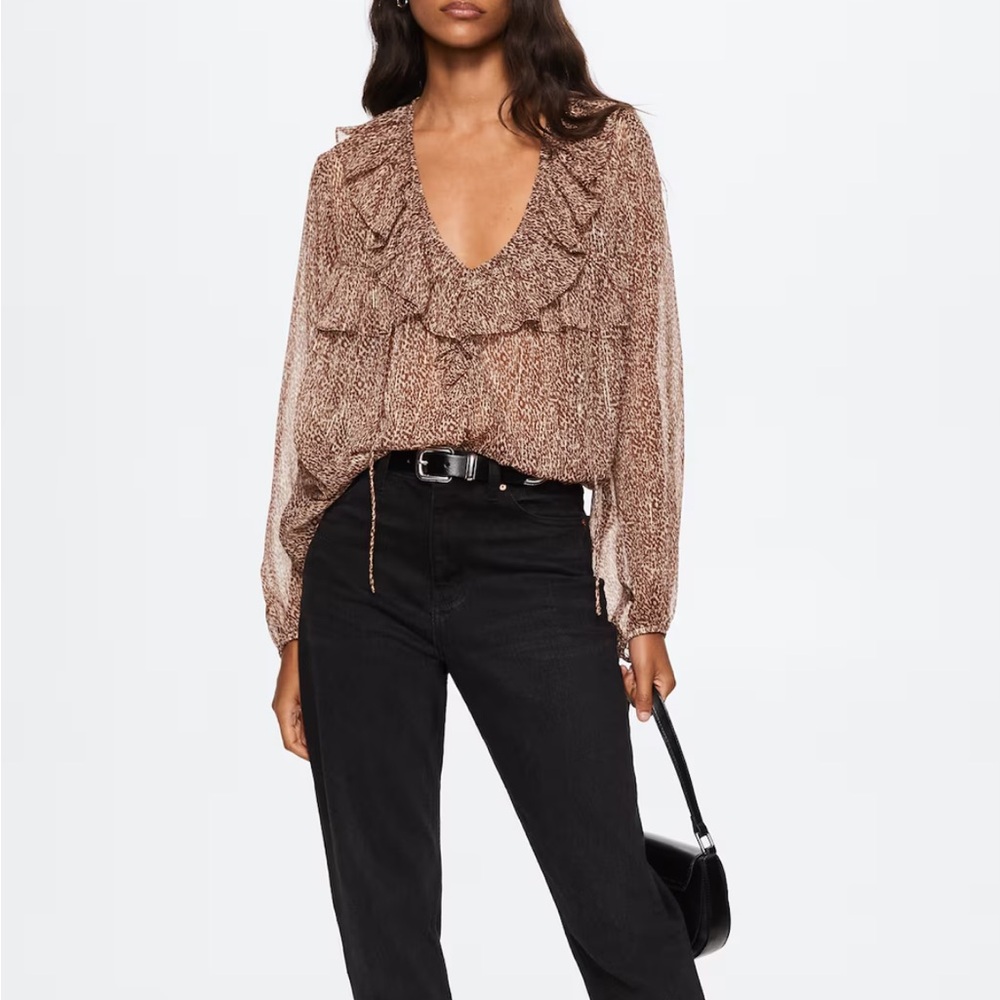 Brown Ruffle Blouse - Picture 2 of 3